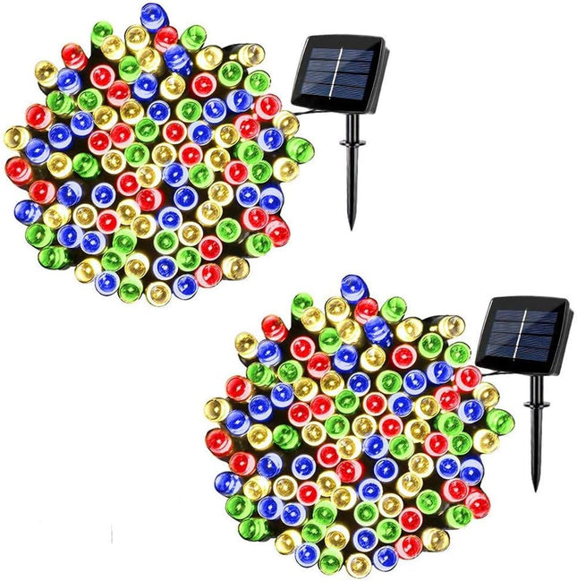 woohaha Solar Fairy String Lights Outdoor Waterproof, 2 Pack 33ft 100LED Solar Powered String Lights for Christmas Patio Home, Wedding, Party (100LED 2pcs, Multicolor)