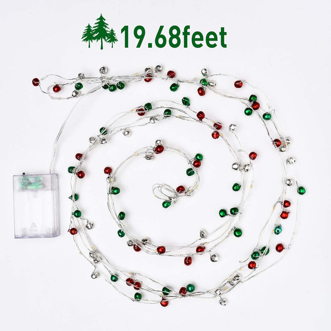 Mudder Christmas Fairy Light Snow Globe Christmas Lights 20 Ft 60 LED String Light Battery Operated Decoration Lights for Christmas Party Bedroom Indoor Outdoor Decoration Red Green Warm