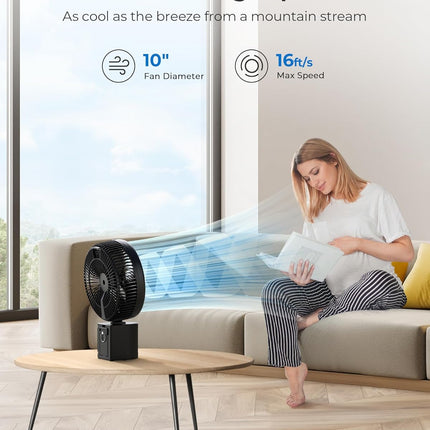 10 Portable Pedestal Fan, 10000Mah Rechargeable Table Fan With 7 Speeds, Oscillating Standing Fan With Timer For Bedroom, Office