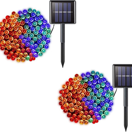 2 Pack 200 LED Solar String Lights, 85.2ft 8 Modes Waterproof Solar Christmas Lights Outdoor for Xmas, Garden, Tree, Yard, Wedding, Party (Multicolor)