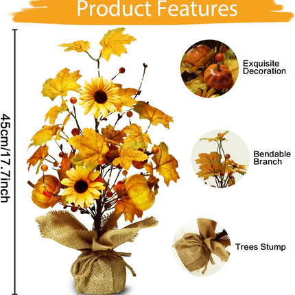 Fall Decorations for Home,18 Inch 20LED Thanksgiving Tree Lights Tabletop Decor for Room, Maple Leaf Pumpkin Battery Operated Artificial Tree Lights for Holiday Autumn Harvest Xmas Party Home