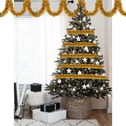Crafare Gold Metallic Tinsel Garland 40 Feet Twist Garland Ceiling Hanging for Holiday Christmas Tree Decorations Wedding Birthday Party Supplies