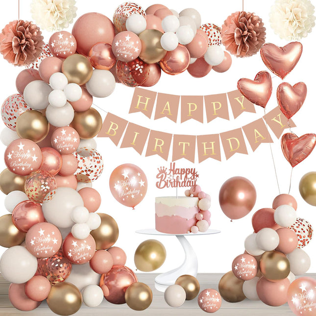 AivaToba Rose Gold Birthday Decorations, Set of 70 Birthday Decorations, Birthday Balloon Set for Party Decoration