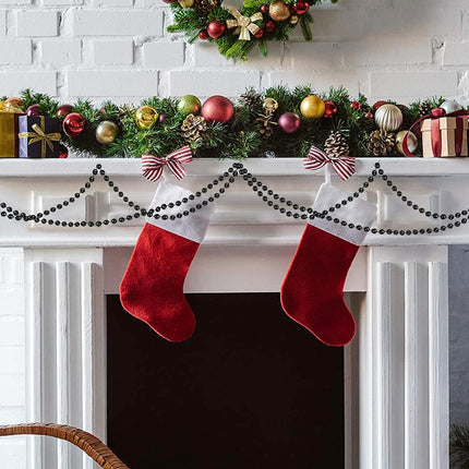 32.8 Feet Christmas Bead Garland Xmas Artificial Pearls Beads Garland Christmas Tree Garland Chain Decorations for Xmas Tree Holiday Wedding DIY Decoration Supplies (Black)