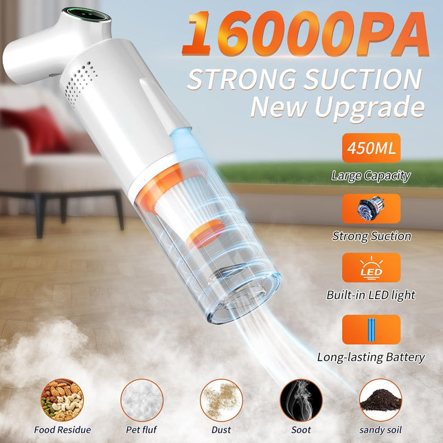 Handheld Vacuum Cordless, Car Vacuum Cleaner Large Capacity Portable Car Accessories, High Power Suction Rechargeable Vacuum Cleaner With 2 Filters For Car,Home,Travel, Rv Camper