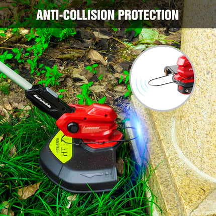 PULITUO 20V Li-Ion Cordless String Trimmer, Auto Feed Thread Weed Wacker with 12 INCH Cutting Diameter, Height Adjustable Cordless Edger Trimmer for Garden and Yard