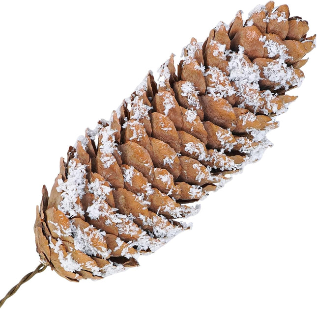Winlyn 20 Pcs Christmas Natural Pine Cone Picks Snowy Spruce Pine Cones 5.9" Christmas Tree Decorations Hanging Pinecones for Christmas Tree Wreath Garland DIY Crafts Holiday Party Centerpiece