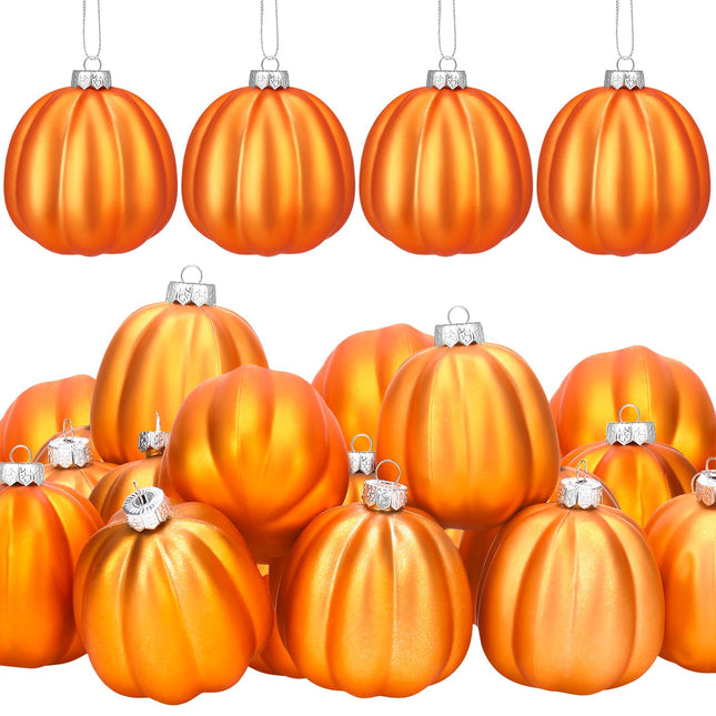 Tigeen 24 Pcs Fall Pumpkin Ornaments Pumpkin Ball Ornaments for Tree Fall Hanging Tree Decorations Thanksgiving Ornament for Small Tree Pumpkin Tree Decor for Halloween (Classic Pumpkin)