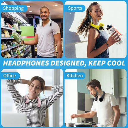 Personal Cooling Portable Neck Fans Usb Rechargeable,360 Free Rotation Lower Noise Bladeless Battery Operated Design With 3 Speed