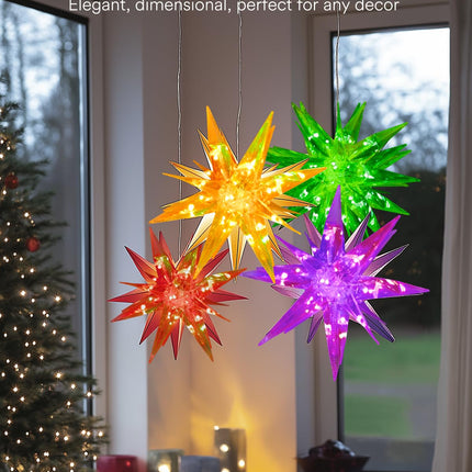 Christmas Tree Topper, 10.5" LED Moravian Star Tree Topper - Hanging Outdoor/Indoor Christmas Tree Topper - Use as Holiday Decoration, Porch Light, Wedding and Christmas Tree Decor