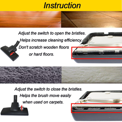 Vacuum Floor Brush Head 1.25 Plus 2 12 Inch Vacuum Hose Adapter Compatible With Shop Vac Vacuum Cleaner Attachments For Low Carpet, Area Rugs & All Floors Floor Brush Head