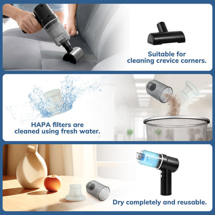 Handheld Car Vacuum Cleaner, Mini Car Vacuum Rechargeable, 9000Pa 120W High Power, 2 In 1 Air Duster With Led Light, Portable Vacuum Cleaner For Car, Home, Office, Pet