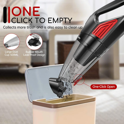 Handheld Vacuum Cordless Rechargeable Car Vacuum 9000Pa, Lightweight Portable Hand Vacuum, Hand Held Vacuum With 500Ml Dustbin, Dust Busters Cordless Rechargeable Mini Vacuum For Carhome