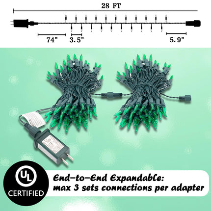 Boltigen Green Christmas Lights Halloween Lights, 75 Led Soft Twinkle Lights, 37 of 75 Lights Twinkle, UL 28 Ft Waterproof Plug-in Twinkling Lights Indoor Outdoor Decoration