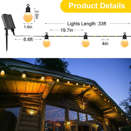 Solar Christmas Lights Outdoor with 20 G40 Bulbs Waterproof 33 Feet 100 LED Solar String Lights for Christmas Decorations USB Port Solar Powered Lights for Outside Garden Backyard Party Decor