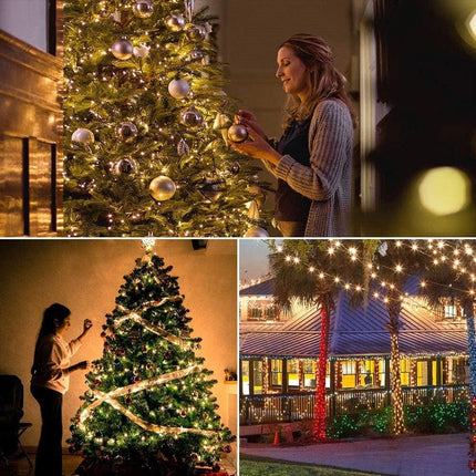 MYGOTO 33FT 100 LEDs String Lights,Green Wire Waterproof Fairy Lights 8 Modes 30V UL Plug in Xmas Lights for Home, Garden, Wedding, Party, Christmas Decoration Indoor Outdoor (Warm White)
