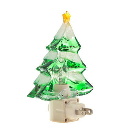 Snow Covered Christmas Tree Holiday Decor Night Lights - Includes 5W C7 and Rotational Socket with On/Off Switch