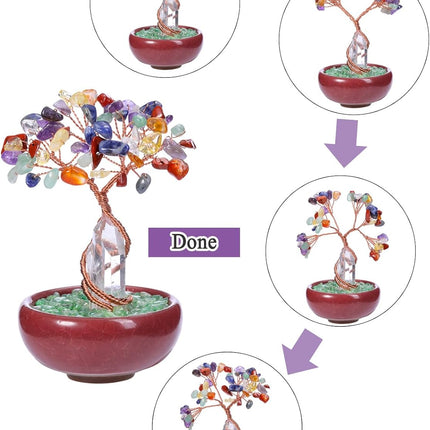 PESOENTH Chakra Tree of Life Feng Shui Decor Crystals and Healing Stones Money Tree Room Decor 7 Chakra Healing Crystals Ornaments for Home Room Office Desk Spiritual s Christmas