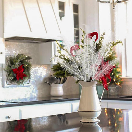Oairse 8 Pcs Christmas Tree Picks and Sprays White Glitter Christmas Picks 28" Christmas Glitter Feathers Leaves Stems for Christmas Tree Filler Branches Wreaths Centerpieces Holiday Decorations
