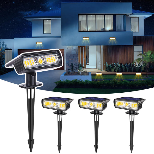 Toodour Solar Spot Lights Outdoor, 4 Pack Solar Christmas Lights Outdoor with 2 Modes, Waterproof Solar Powered Flood Lights Landscape Lighting for Yard Garden Pathway Walkway Xmas Decor - Warm White