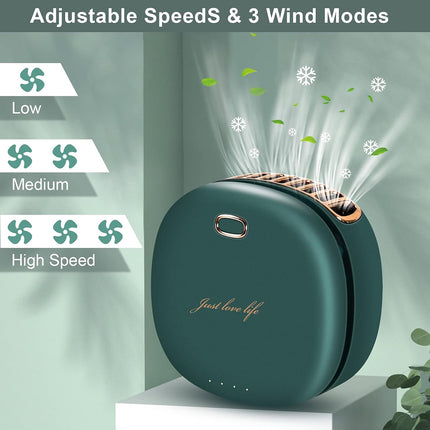 Binwo Portable Mini Fan, Hanging Neck Fan With Adjustable Lanyard, Usb Rechargeable 3 Wind Speed Personal Fan For Indoor Outdoor