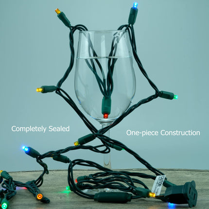 YULETIME Multicolor 5MM LED Christmas Lights, 33 ft 100 Count 4" Spacing One-Piece High Waterproof Wide Angle UL String Light (Multicolor - Green Wire)