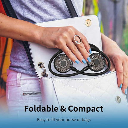 Handfan Portable Neck Fan, 4 Turbine Drive Personal Fan Rechargeable, Battery Operated Wearable Necklace Fan, 6 Speeds, 40Db Low