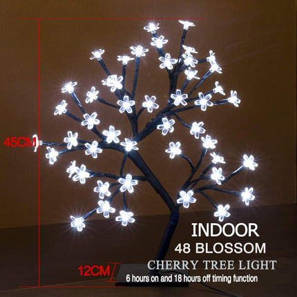Bonsai Tree Light Artificial Tree Led Flower Cherry Blossom Light Adjustable Branches Battery Operated for Room Decoration and (White)