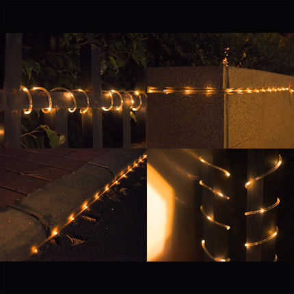 LED Rope Lights Battery Operated String Lights 40Ft 120 LED 8 Modes Outdoor Waterproof Fairy Lights Dimmable/Timer with Remote for Camping Party Halloween Christmas Decoration Warm White 2Pack