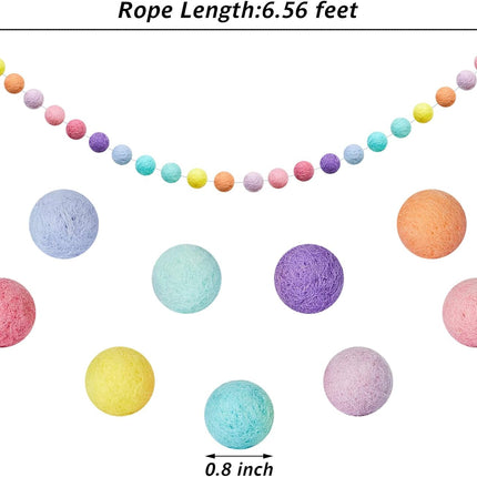 WILLBOND 2 Pieces Wool Felt Ball Garland Colorful Pom Pom Garland 6.5 Ft Long 24 Ball Garland for Mardi Gras Halloween Thanksgiving Xmas Black History Month (Multiple Colors)