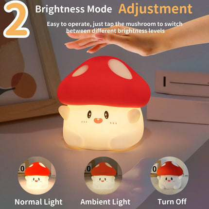 Mushroom Silicone Lamp, Cute Hug Mushroom Night Light with Timer, Squishy Dimmable Light for Baby Nursery, Rechargeable LED Portable Touch Nightlight, Kawaii Room Desk Decor, Christmas s