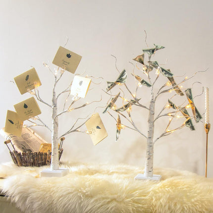 Vanthylit Money Tree Holder Set of 2, 24 LED Warm White Lights Battery Powered Timer, with Clips and Greeting Cards, Holder Decor for Photo Mother's Day Christmas Graduation s