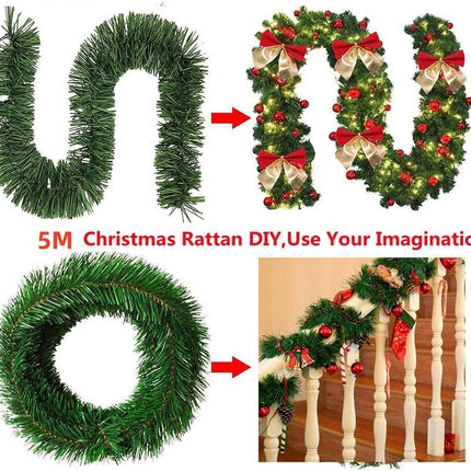 Christmas Garland Decoration, 16.4 Foot Artificial Pine Garland Holiday Decor for Outdoor Indoor Green Greenery Fireplaces Holiday Party Decorations