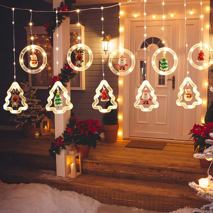 Christmas Window Lights, 9.8 Ft 120 LED Christmas Decorations Light, 3D Hanging Lights Christmas Element Decor with Flashing Lights for Bedroom Patio Garden Party Home Indoor Outdoor Xmas Decor