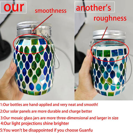 Mosaic Solar Lanterns Outdoor Hanging Lights, Garden Decor Christmas s for Women Mom Grandma Halloween Decor Lights, Outdoor Waterproof Lights, Garden,Patio,Pathway & Yard Décor