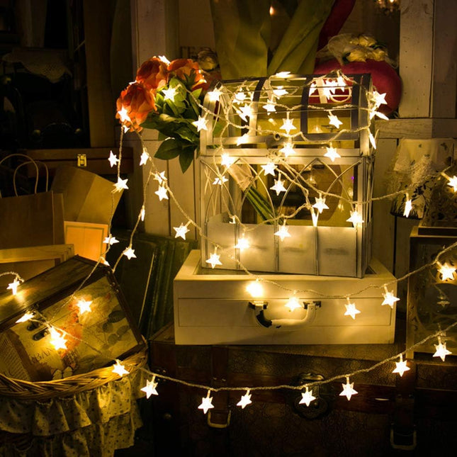 Twinkle Star 100 LED Star String Lights, 33FT Plug in Fairy String Lights Waterproof, Extendable for Indoor, Outdoor, Wedding Party, Christmas Tree, Year, Ramadan, Garden Decoration, Warm White
