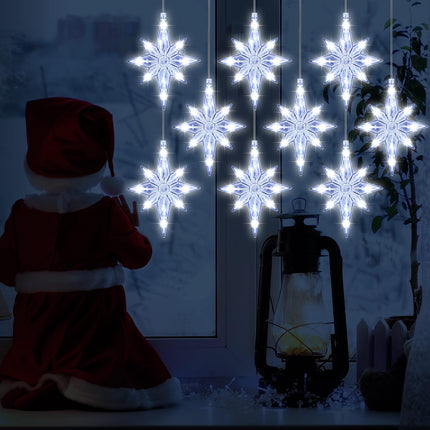 16 Pcs Bethlehem Christmas Window Star Lights Bulk LED Christmas Silhouette Hanging Window Lights with Suction Cups Plastic Lighted Star Tree Topper Decoration (Warm White)