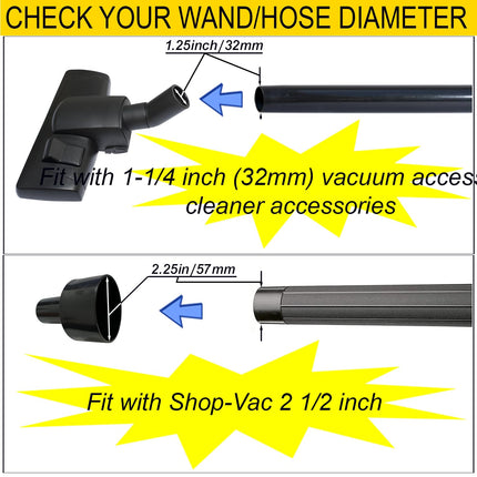 Vacuum Floor Brush Head 1.25 Plus 2 12 Inch Vacuum Hose Adapter Compatible With Shop Vac Vacuum Cleaner Attachments For Low Carpet, Area Rugs & All Floors Floor Brush Head