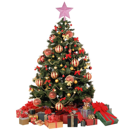 Artiflr 10Inch Christmas Tree Topper, Pink Star Tree Topper Glittered Christmas Tree Decorations for Indoor Home Décor (Pink)