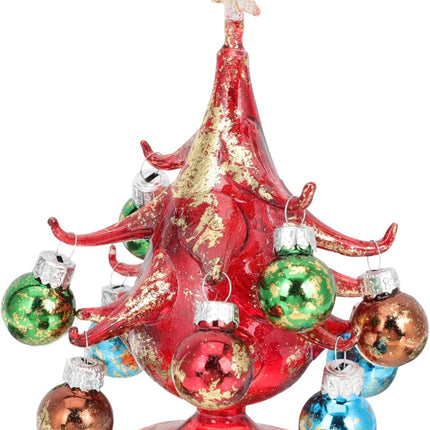 Glass Christmas Tree Miniture Decoration Christmas Decor Artificial Christmas Tree Christmas Table Centerpiece Glass Christmas Trees for Table Mini Sisal Glass Bell Christmas Tree