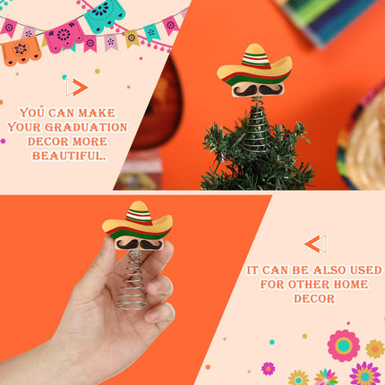 Queekay Mexican Fiesta Hat Miniature Tree Topper Cinco De Mayo Ornaments Sombrero Hat Straw Tree Topper 4 Inches Mini Tree Decorations Mexican Party Favors Supplies
