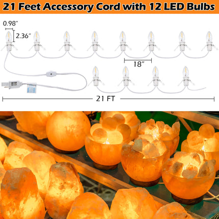 2 Pack Accessory Cord with LED Light Bulb C7 Cord Clip Christmas Village Lights with Double Spare Fuse Blow Mold String Lights Decoration for Xmas Village House Pumpkin Crafts Holiday Decor (12 LED)