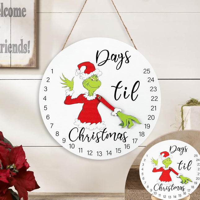 DAZONGE Christmas Decorations Welcome Sign | Christmas Countdown Advent Calendar for All Ages | 12'' Wooden Christmas Wreath with Easel for Door Wall Mantel Decor | Christmas Decor