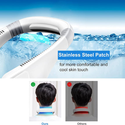 Amovo Portable Fan Usb Neck Fans Hands Free Personal Fan Bladeless Mini Fan, 2000Mah Battery Rechargeable, Adjustable 3 Speed