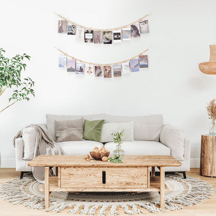 Mkono Hanging Photo Display with Clips, Boho Wooden Bead Garland Banner, Collage Card Picture Kids Art Holder String with 10 Clips for Christmas Bedroom Dorm Decor, Teen Girl s, Brown, 2 Pack