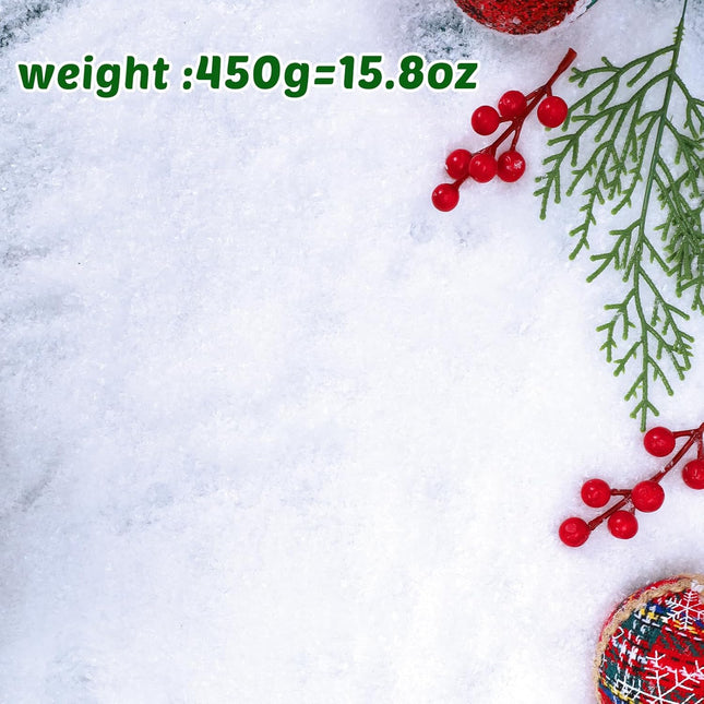 RGQSUN 15.8oz Christmas Fake Snow Decoration for Crafts,Artificial Fake Snow Powder Filler White Snow for Christmas Party Decoration Supplies