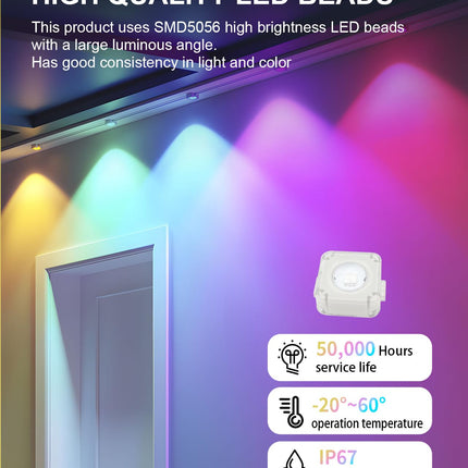 Permanent Outdoor Lights,Smart RGBIC Outdoor String Lights with 75 Scene Modes,50ft LED Eaves Lights,IP67 Waterproof,Party,Halloween,Christmas Decoration,Work with Alexa,Google Assistant