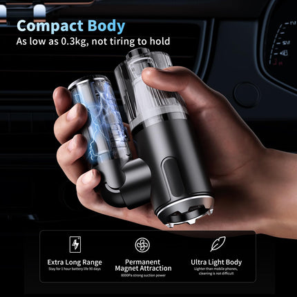 Car Vacuum Cleaner High Power, Handheld Mini Vacuum Cordless,9000Pa Strong Suction,Rechargeable Portable Vacuum Cleaner 3 In1 Dust Buster & Air Blower & Hand Pump, Dry Use For Car, Keyboard