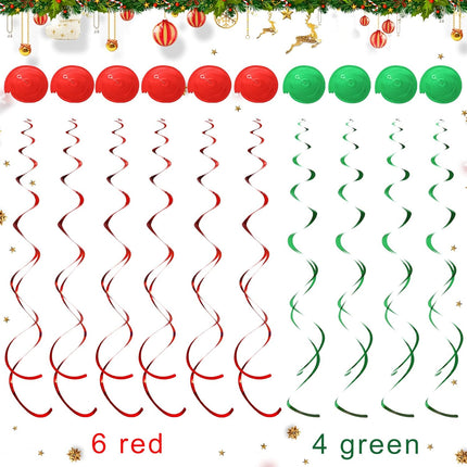30 Pieces Christmas Hanging Swirls Decorations Gnomes Hanging Swirl, Xmas Holiday Birthday Party Decoration for Christmas Home Party Outdoor Indoor Decor Holiday Presents Baby Shower Supplies