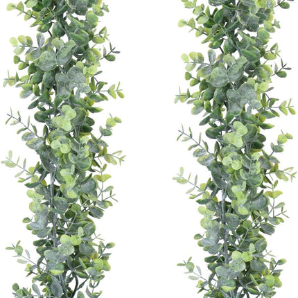DearHouse Faux Eucalyptus Garland Plant, 2 Pack Artificial Vines Hanging Eucalyptus Leaves Greenery Garland for Wedding Backdrop Arch Wall Decor, 6 Feet/pcs UV Protected Indoor Outdoor